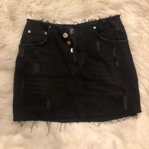 Black denim skirt